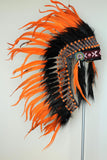 PRICE REDUCED Y19 Native Medium Orange Feather Headdress/ war bonnet.
