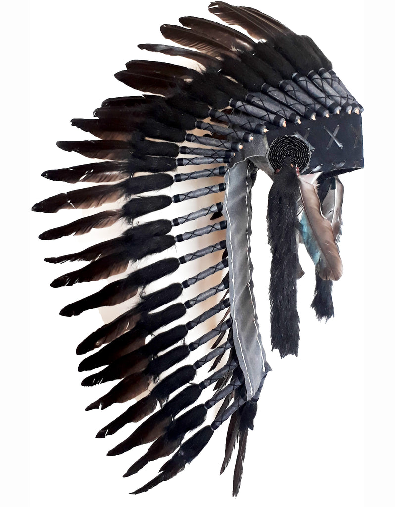 N73- Medium Black Feather Headdress ver.2